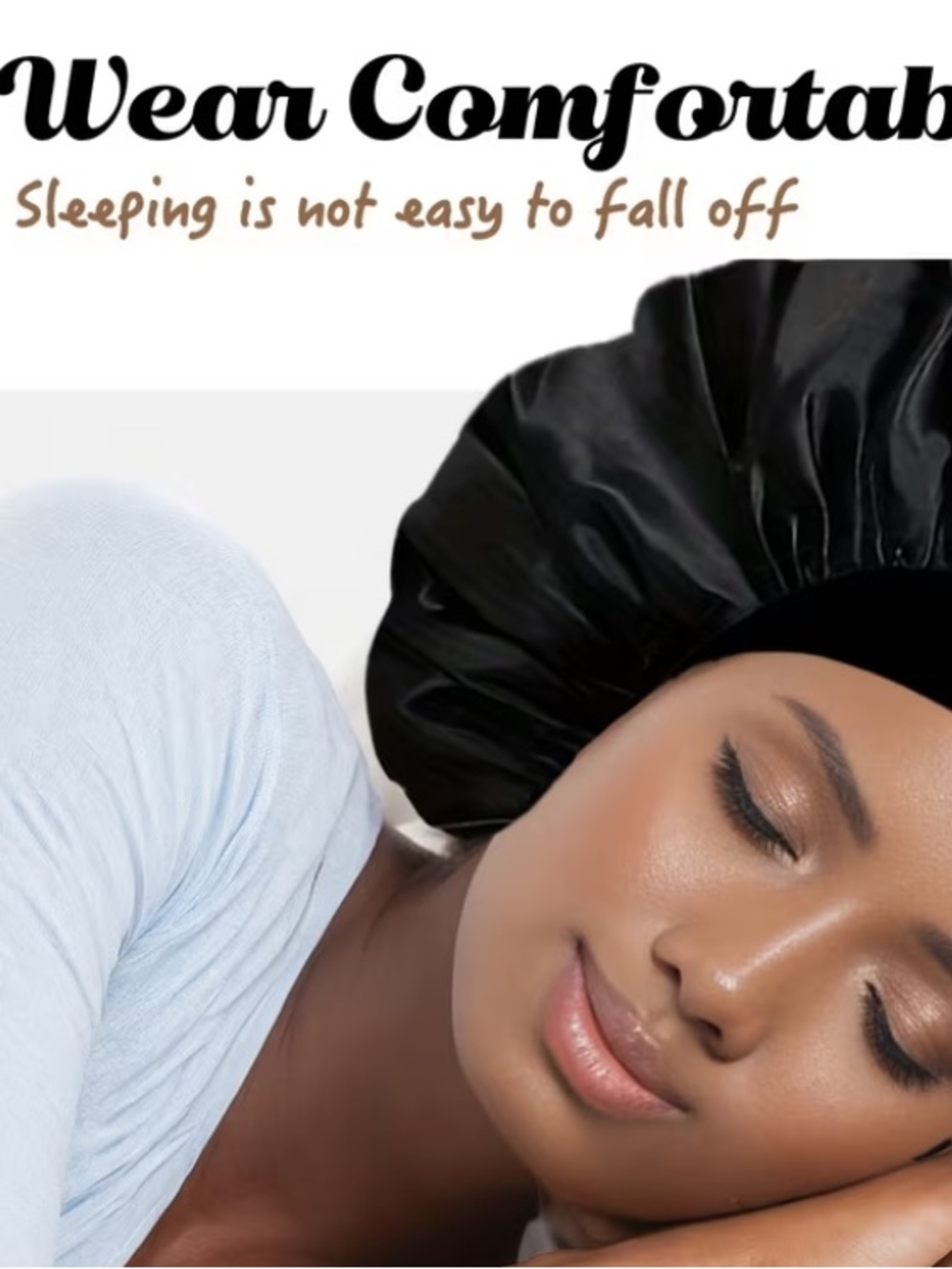 Satin Sleep Caps - Black & Hot Pink (2-Pack) - Picture 4 of 6